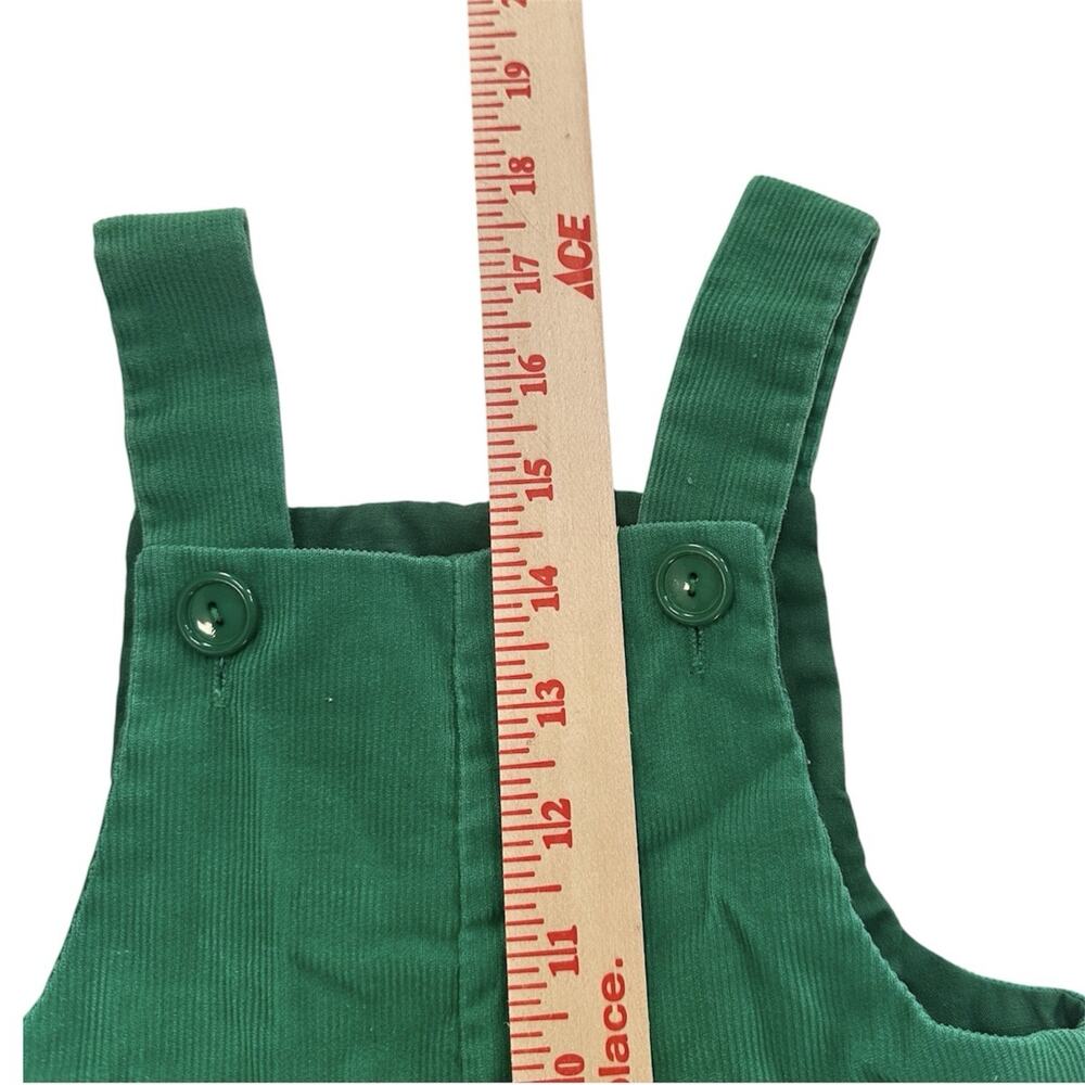 Vintage Green Corduroy Baby Overalls Rooster Plaid Appliqué Snap Legs 12-18 M T2 - Picture 7 of 12